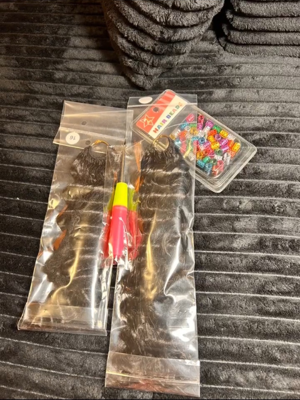 Human  Hair crochet with Bead Set